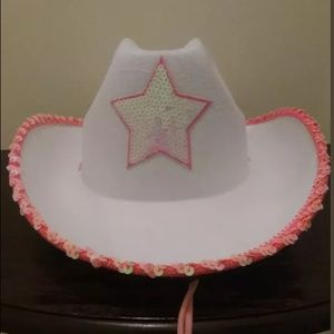 Cowgirl hat. White and pink. Space cowgirl.
